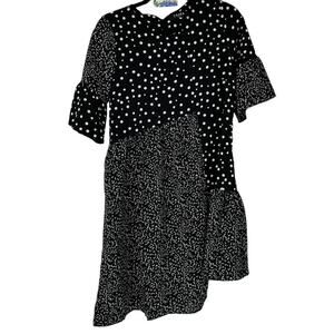 Caara Black & White Polka Dot Dress Size Small